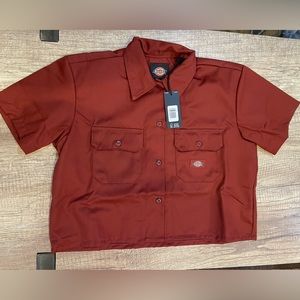 Dickies Cropped Work Shirt - Fire Brick Size S